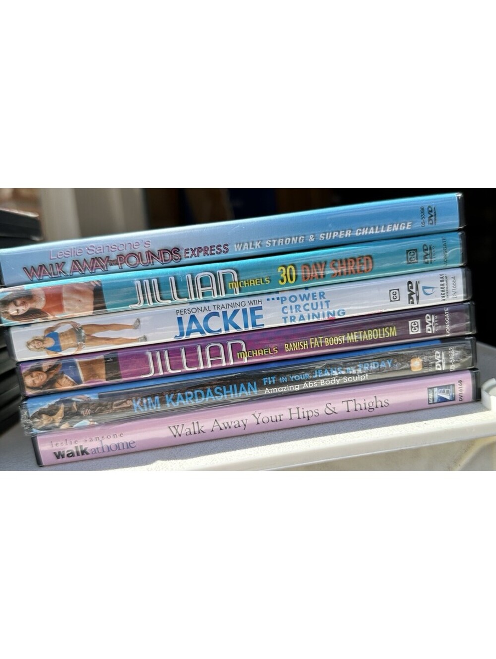 Jillian Michaels Leslie Sansone Jackie Warner Kim Kardashian Fitness DVD Lot (5)